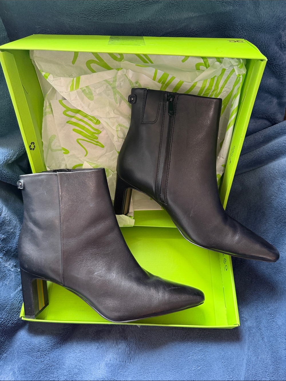 Sam Edelman Black Leather Pointed Ankle Booties